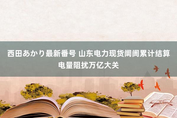 西田あかり最新番号 山东电力现货阛阓累计结算电量阻扰万亿大关