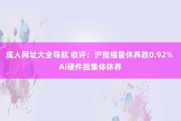 成人网址大全导航 收评：沪指缩量休养跌0.92% AI硬件股集体休养