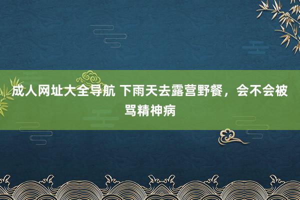 成人网址大全导航 下雨天去露营野餐，会不会被骂精神病