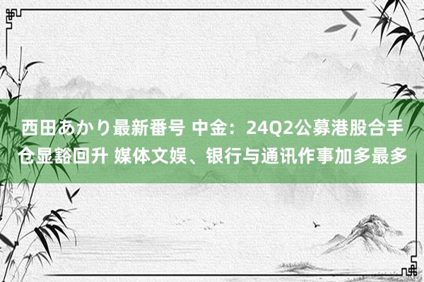 西田あかり最新番号 中金：24Q2公募港股合手仓显豁回升 媒体文娱、银行与通讯作事加多最多