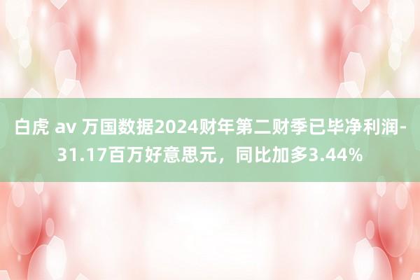 白虎 av 万国数据2024财年第二财季已毕净利润-31.17百万好意思元，同比加多3.44%