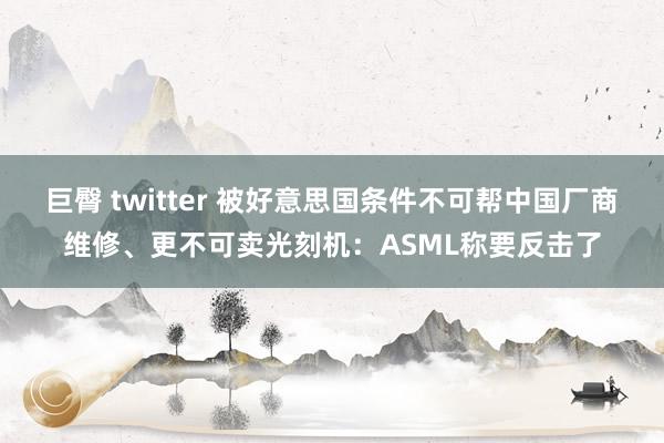 巨臀 twitter 被好意思国条件不可帮中国厂商维修、更不可卖光刻机：ASML称要反击了