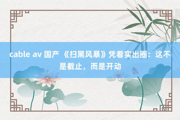 cable av 国产 《扫黑风暴》凭着实出圈：这不是截止，而是开动